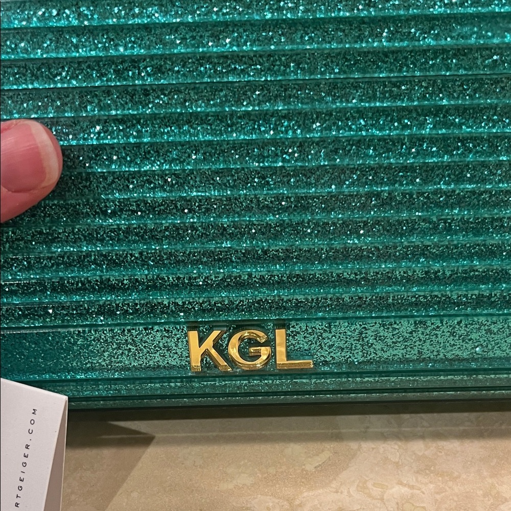 Kurt Geiger Rainbow Mini Turquoise Clutch with Chain - Picture 5 of 7